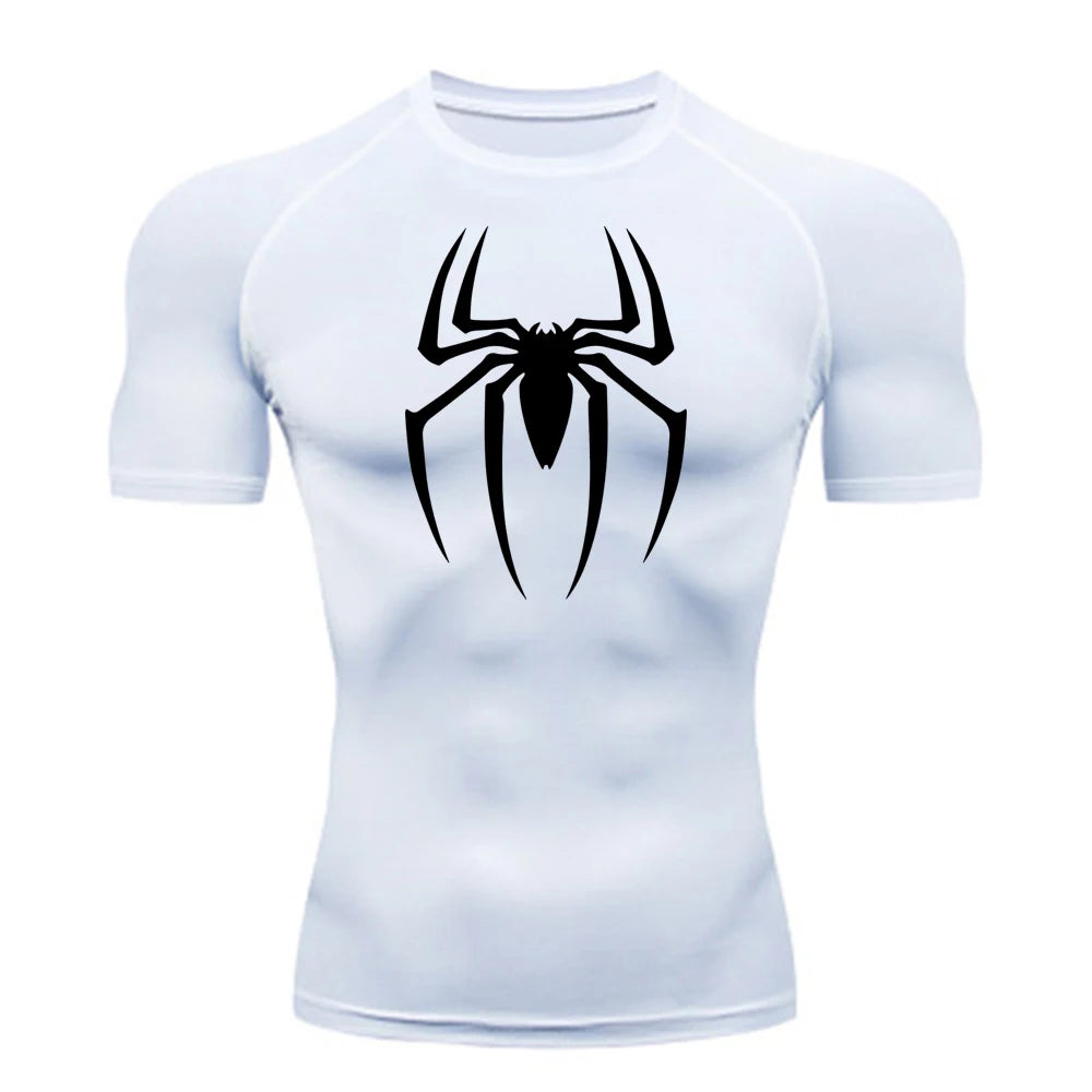 Camisa de Compressão Masculina Estampa Aranha 2025, Camiseta Secagem Rápida, Jersey para Academia e Corrida, Manga Curta Respirável, Primavera, Verão, P-3G