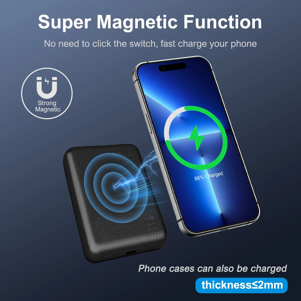 WonderNest Power Bank Magnético 5000mAh Sem Fio iPhone 11-16