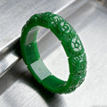 Real Jade Flower Bracelet Bangle Designer Vintage Natural Jewelry...