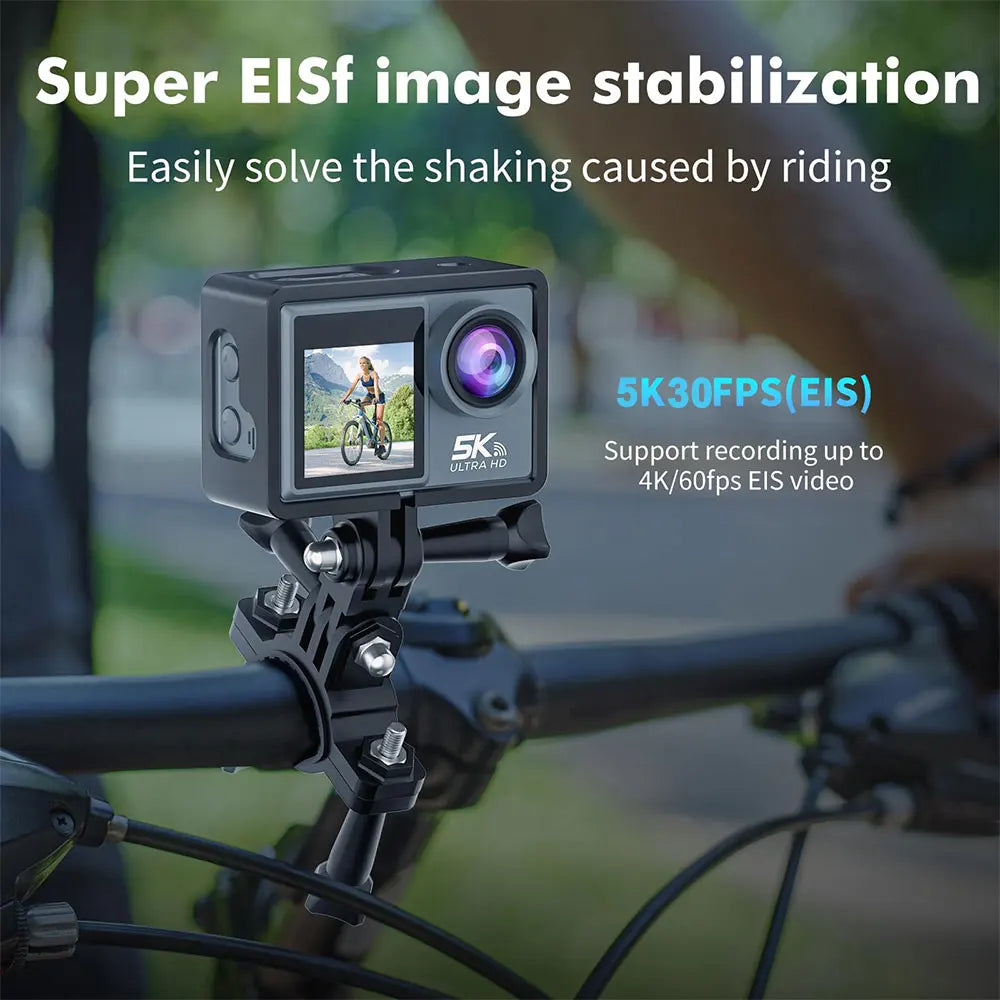 Câmera de Ação 5K Pro Câmera Esportiva com Wi-Fi, EIS e Controle Remoto HD 1080P 60FPS para Bicicleta Motocicleta Capacete e Gravação de Vídeo