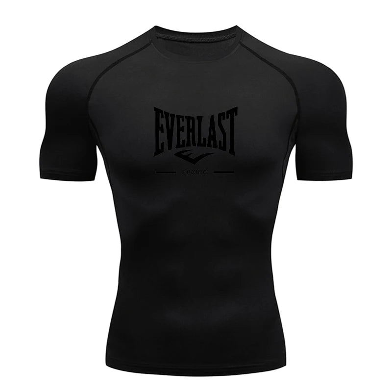 Camiseta de Compressão Masculina para Corrida Manga Curta Treino de Academia Fitness Jogging Esportiva