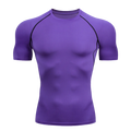 Camisa Rashguard Masculina Manga Curta Cor Sólida Compressão Secagem Rápida Respirável para Treino, Fitness, Jiu-Jitsu, Top de Academia e Esportes