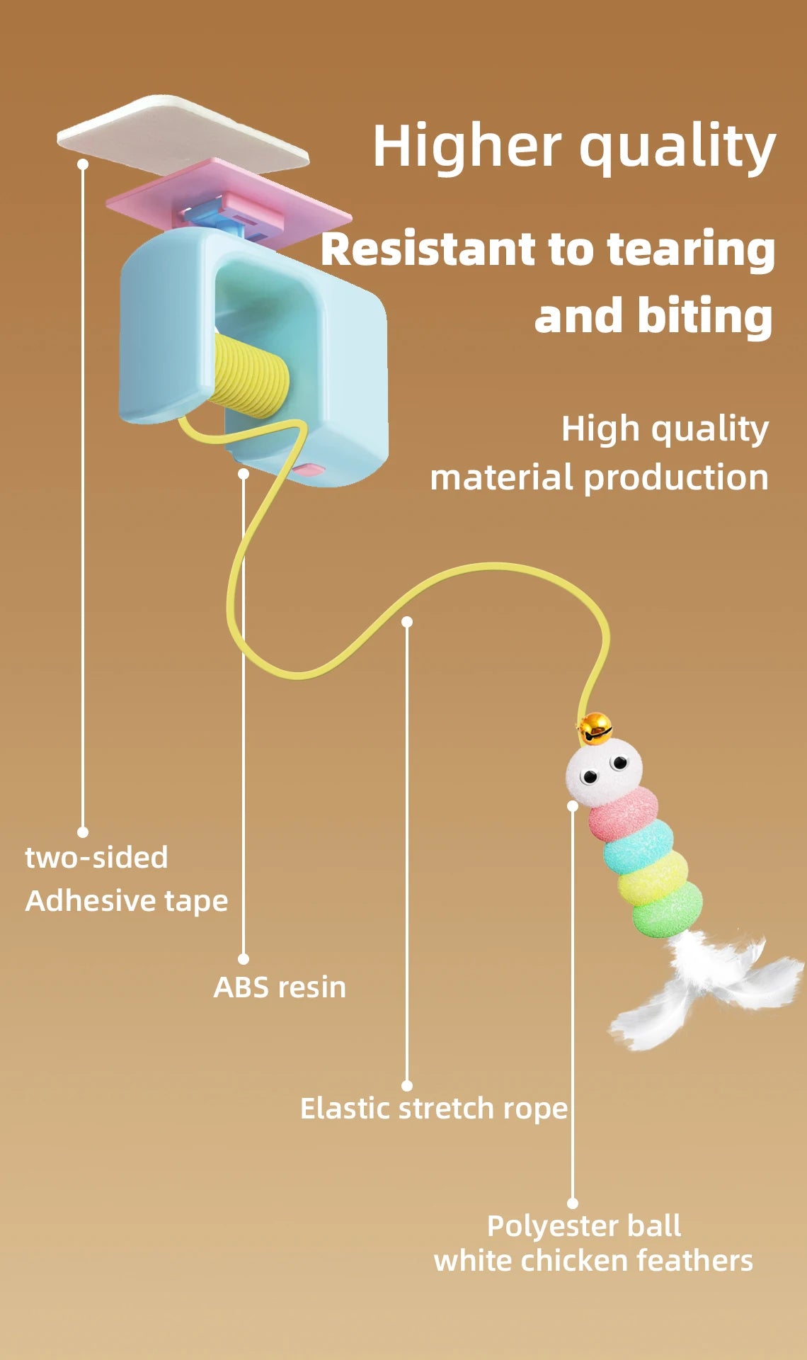 Brinquedo para Gatos Pássaro Voador Elétrico Pendurado Automático Recarregável para Alívio do Estresse para Caça com Corda Elástica