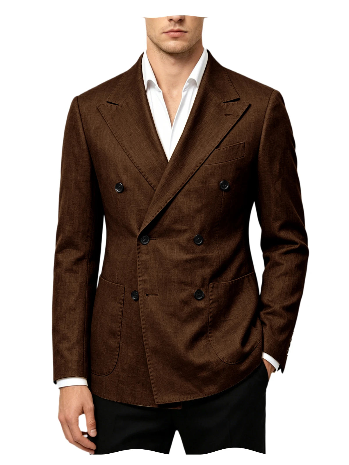 Blazer Masculino de Linho Transpassado Slim Fit Casaco de Terno Casual Negócios Jaqueta Formal para Casamento Noivo Smoking Primavera Verão