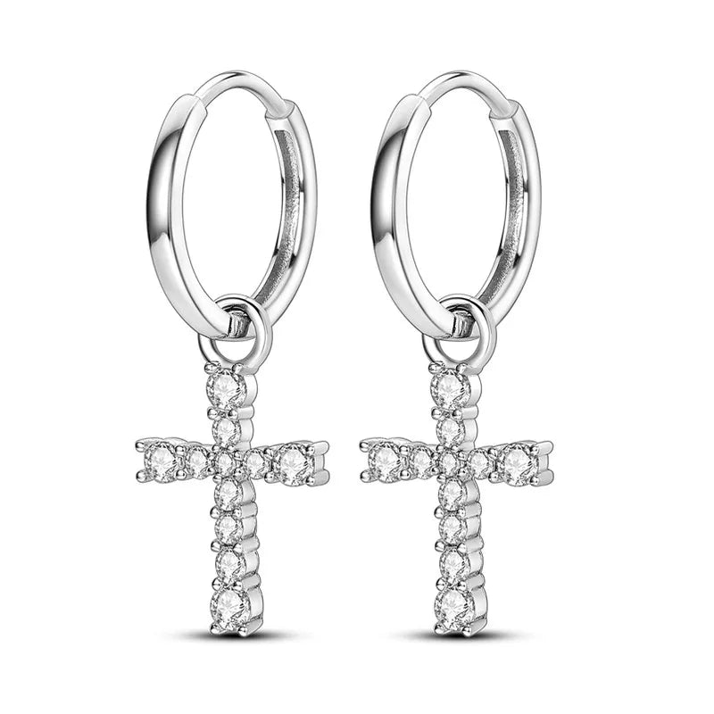 Love Heart Earrings 925 Sterling Silver Original Shining Zircon Heart Hoop Earrings For Women Wedding Anniversary Jewelry Gift
