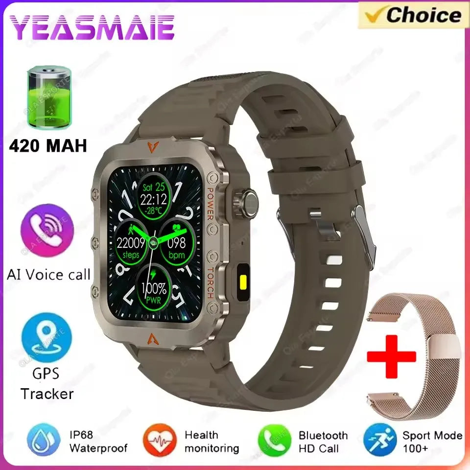 2025 Novo Smartwatch Masculino Militar Esportivo GPS para Uso Externo com Monitor Cardíaco do Sono Impermeável Compatível com iOS Android