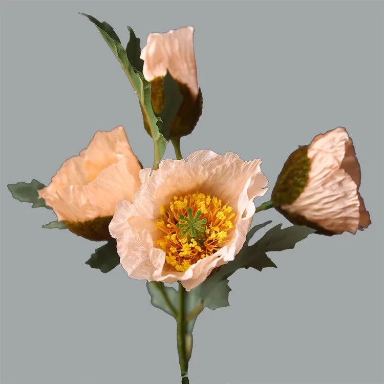 4Head Artificial Poppy Flower