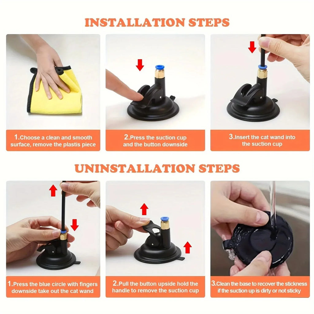 Brinquedo Interativo para Gatos com Sino e Varinha de Penas Polo Longo com Ventosa para Brincadeiras Envolventes Diversão Máxima para Gatos