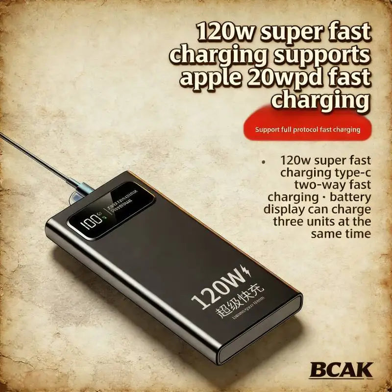 Power Bank 20000mAh 120W Super Fast Charging Portable Large Capacity