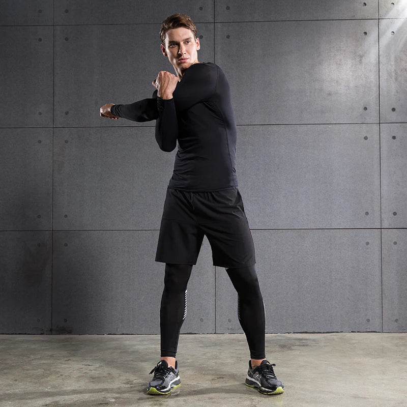 Camiseta Compressão Masculina Manga Longa — Corrida e Academia
