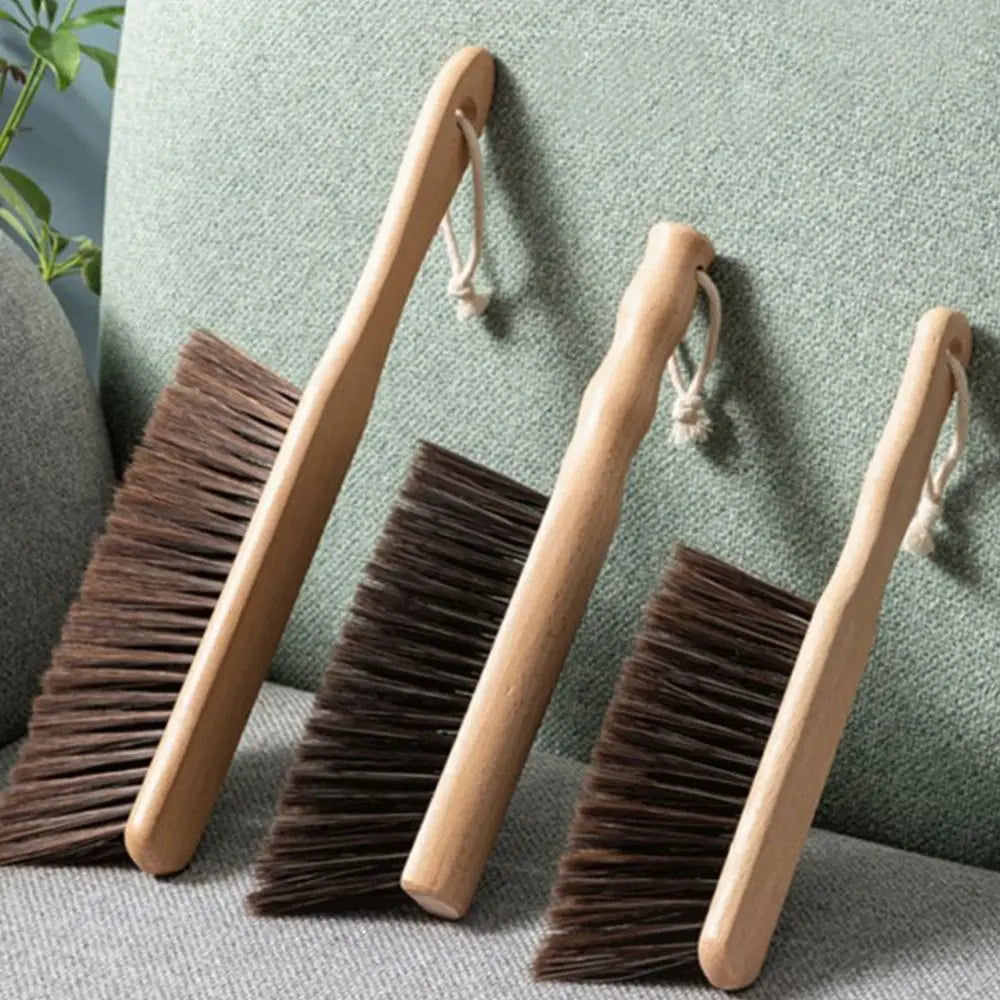 Escova de Cerdas de Madeira Natural Antiestática para Mesa Moedor de Barra Escovas de Limpeza de Pó de Café Vassoura Doméstica de Limpeza de Cama
