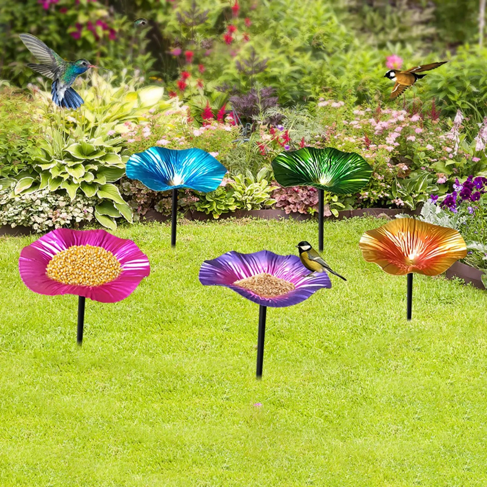 Garden Bird Bath with Detachable Pole