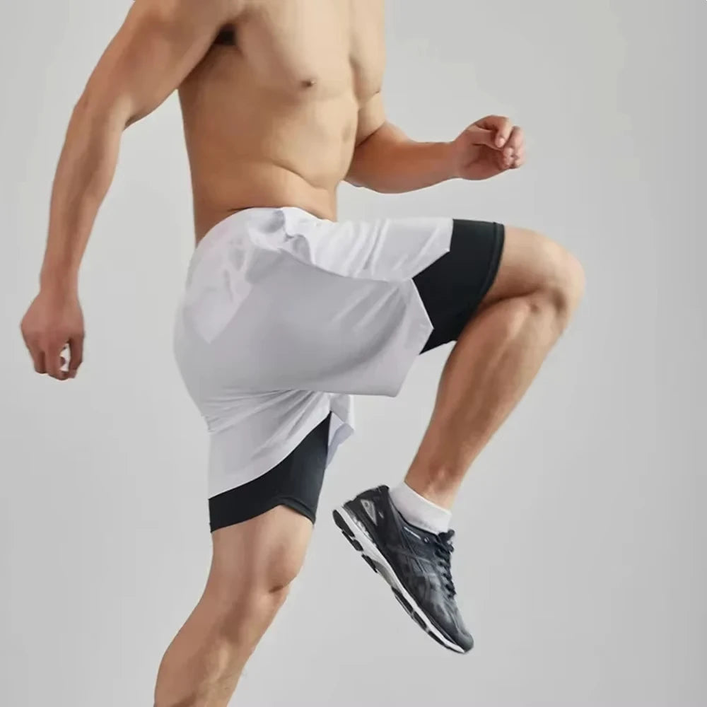 Men's Two-in-one Sports Shorts Breathable Casual Quick-drying...