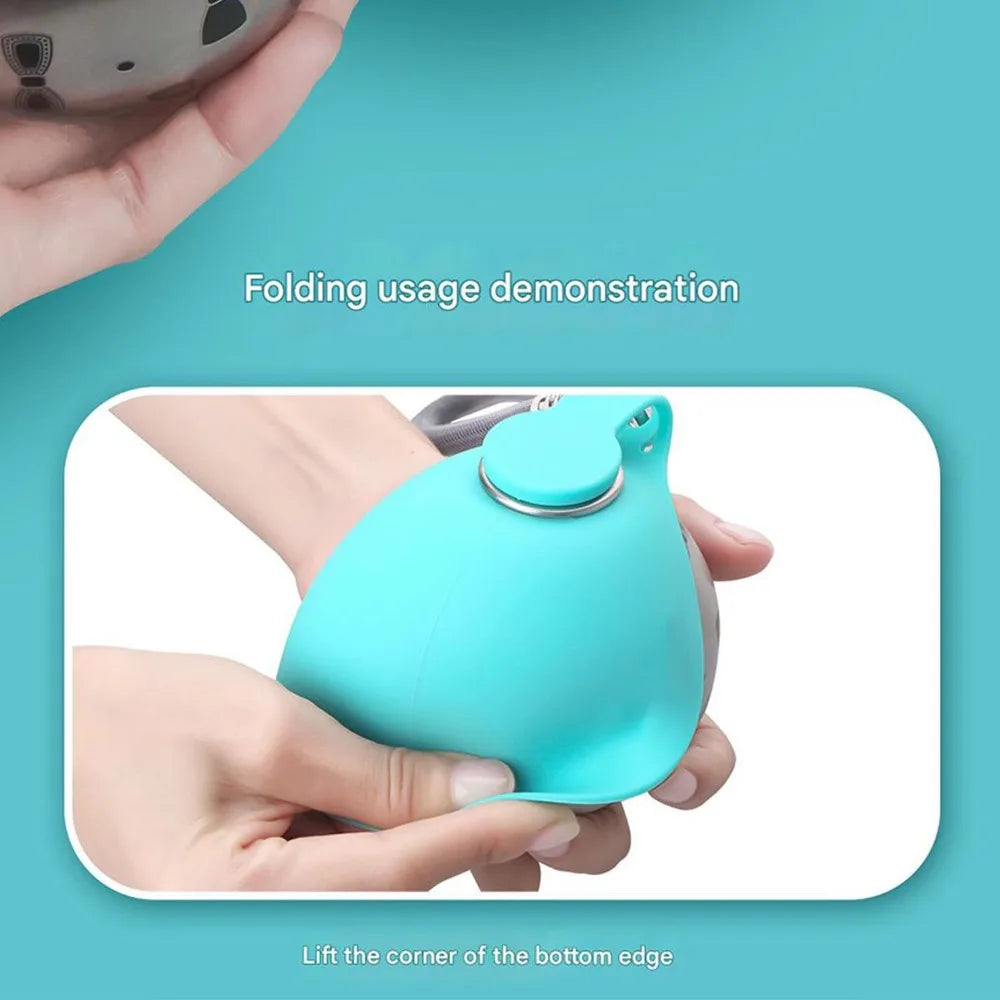 Garrafa de Água para Cães com Tigela de Silicone Removível, Construção em Aço Inox 285ml, Anti-Vazamento para Atividades ao Ar Livre como Caminhada