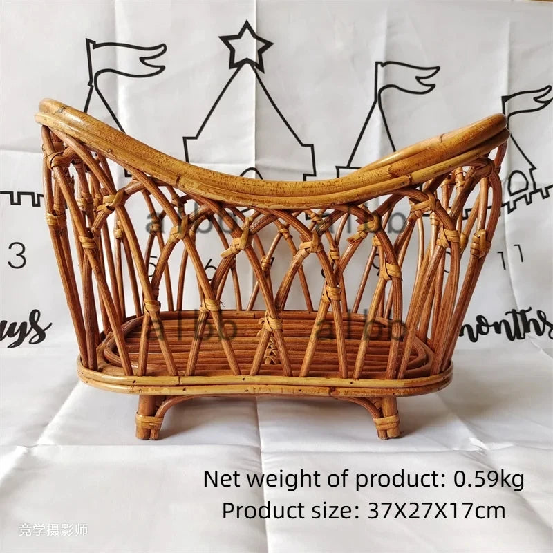 Breathable Natural Rattan Cat Bed Basket Handwoven Cat Photography Prop Wicker Pet Bed for Indoor Cats Photo Shoot Decoration