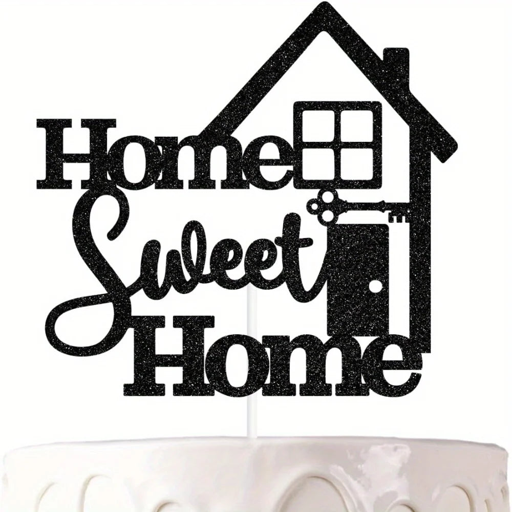 WonderNest Home Sweet Home Decoração de topo de bolo preto