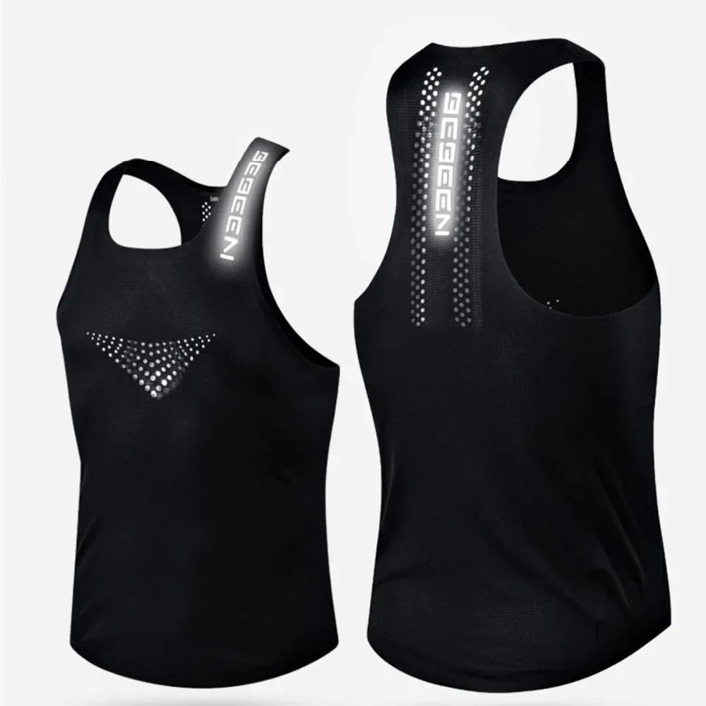 Regata Masculina de Malha Respirável Secagem Rápida Esportiva Ao Ar Livre Sem Mangas Top Leve Slim Fit Regata Masculina Moda Verão Novo