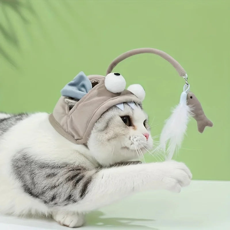 Brinquedo Ajustável Interativo para Gatos - Brinquedo Pet Teaser para Horas de Diversão, Acessório Cosplay para Gatos