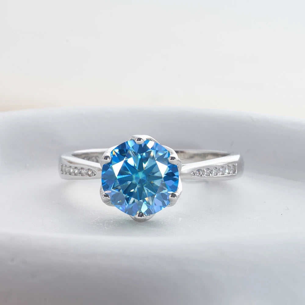 JoyceJelly 3ct Colorful Moissanite Rings with GRA S925 Sterling Silver Luxury Jewelry For Women Timeless Trends Wedding Bands