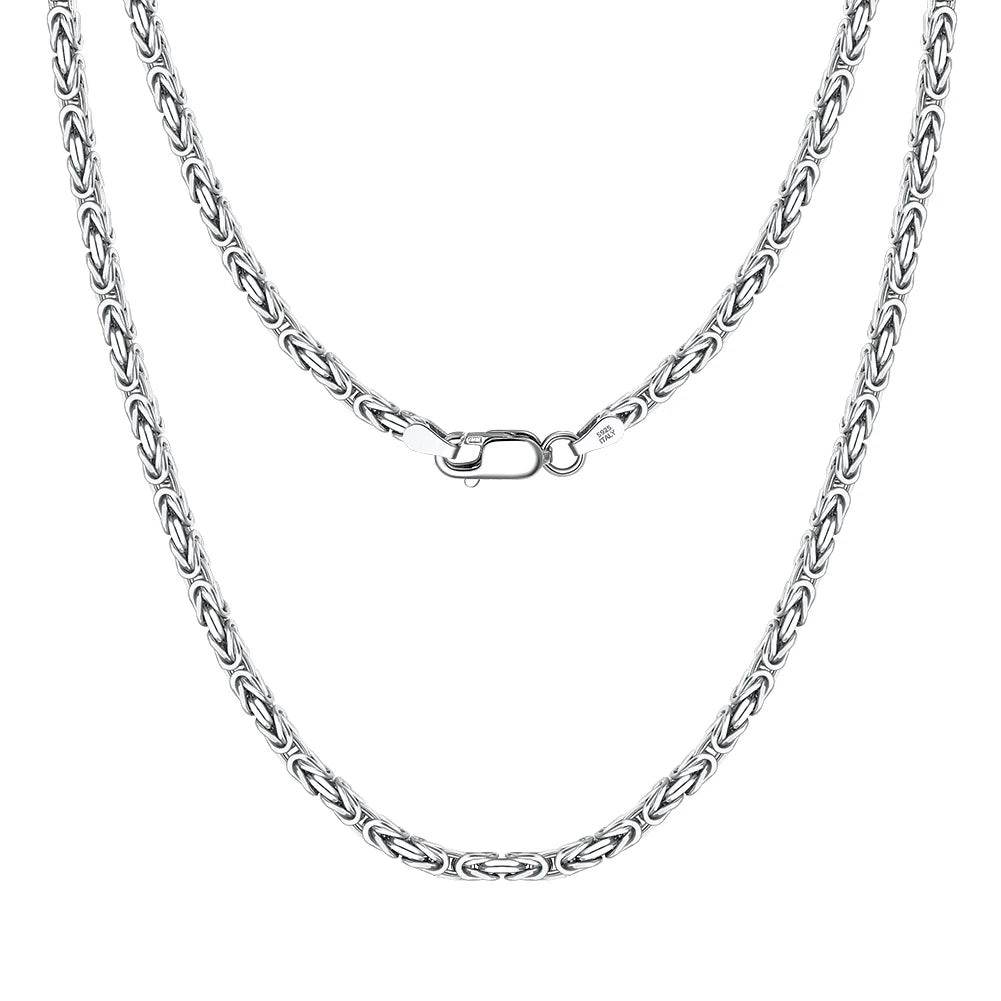 Rinntin Colar Feminino de Prata Esterlina 925 Vintage 2.5mm Corrente Bizantina Plana Joia Elegante de Luxo Presente SC79