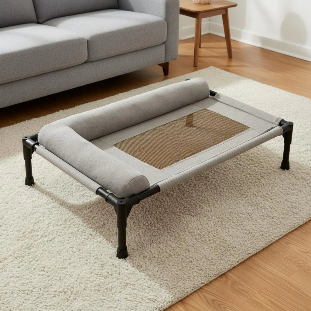 Cama Elevada para Pets Uso em Todas as Estações Cama Elevada para Cães e Gatos Camas Dobráveis para Pets Estrutura Resistente com Suporte para Travesseiro para Felinos, Viagem