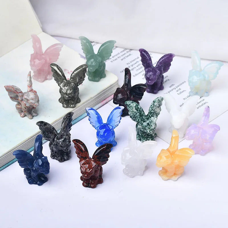 Estatueta de Gárgula de Cristal Decoração de Casa Bruxaria com Pedras Preciosas