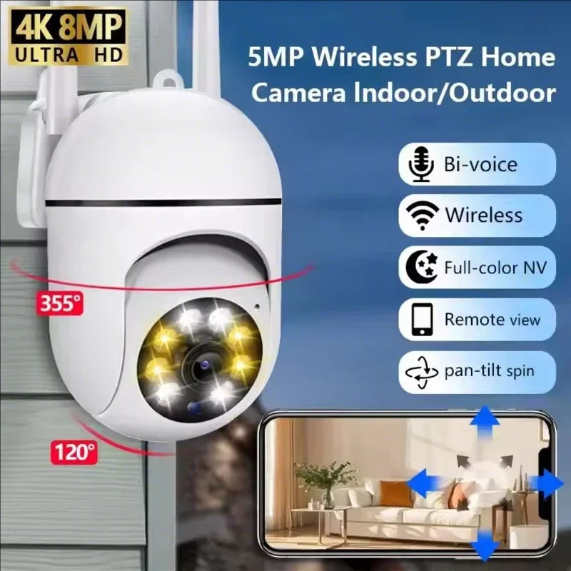 Câmera IP Wi-Fi PTZ de Segurança Sem Fio - Vigilância 8MP