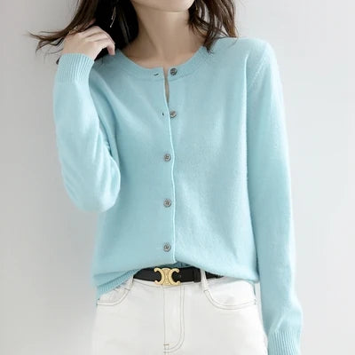 Off Season 38 Knitted Cardigan Womens Cashmere Short Round Neck Loose Outerwear Large Size Sweater Commute Style Korean Loos 1 - 3xl Wine red