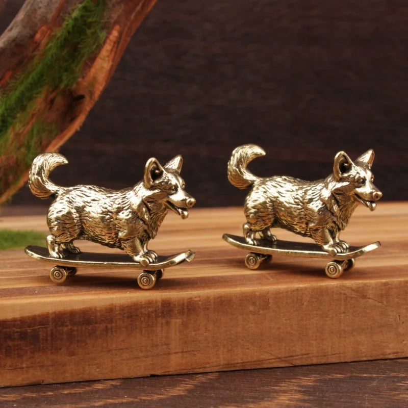 Skateboard Dog Figurine Home Decor Cartoon Sculpture Home Decoration