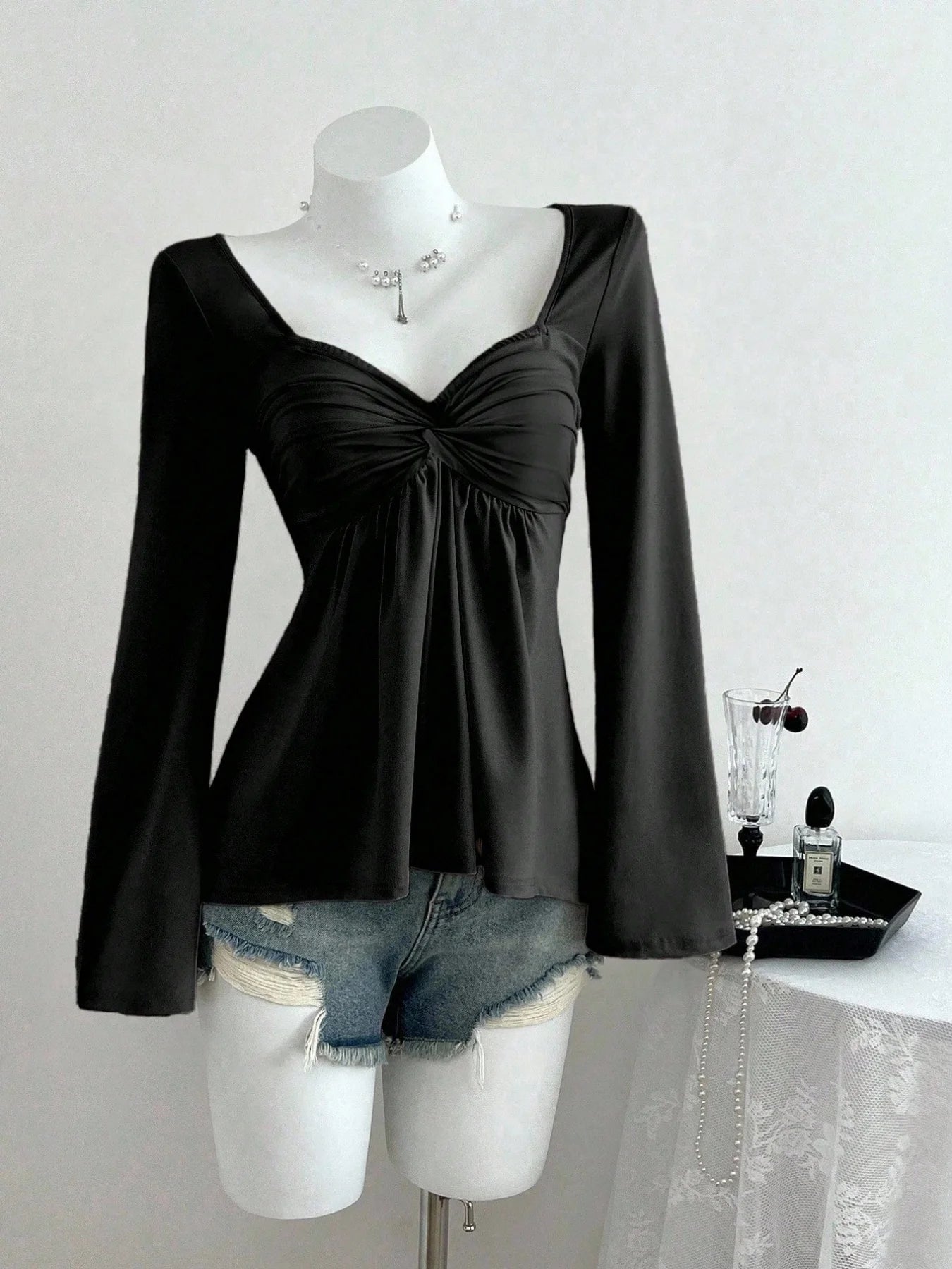 Primavera e Outono, Novo Design Francês Torcido no Busto, Estilo da Moda, Moletom com Capuz para Outono e Inverno, Blusa de Manga Longa Feminina