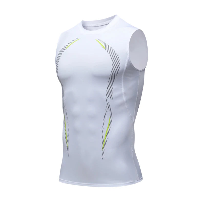 Camiseta Regata Masculina de Compressão Roupa de Ginástica Sem Mangas Dry Fit Estampada Esportiva Masculina Fitness Musculação Regata de Treino Musculosa
