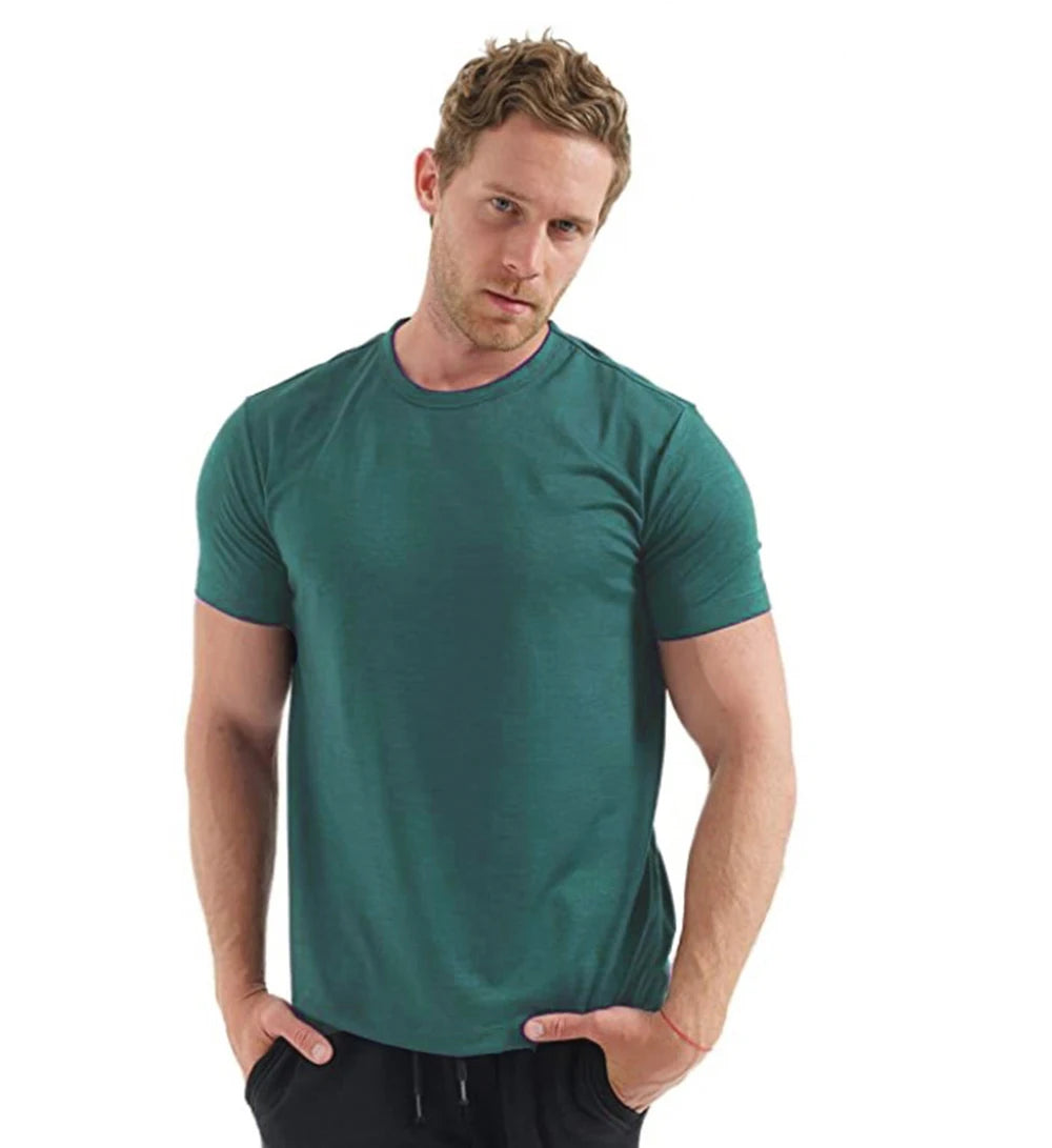 Camiseta Masculina 100% Lã Merino Super Fina Camada Base de Lã Merino que Absorve a Umidade Respirável de Secagem Rápida Antiodor + Meias de Lã Merino