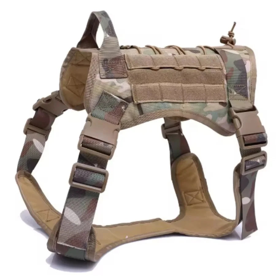Coleira de Peitoral Tático para Cães Médios e Grandes Coleira para Cães Colete Militar para Cães Arnês Ajustável para Cães de Serviço para Treinamento e Caminhada