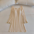 Pijama Feminino Vestido para Descansar com Bojo Camisola Manga Longa Outono Inverno Roupa de Dormir Modal Macio Camisola Feminina