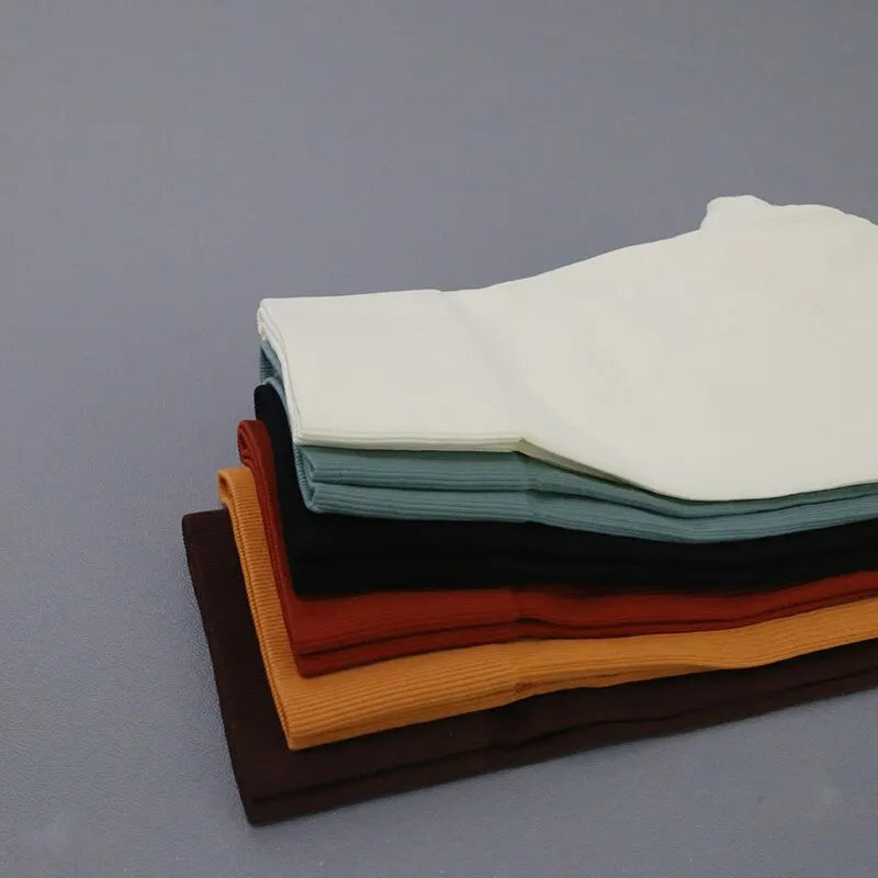 High Waisted Ribbed Yoga Pants For Women Seamless Gym Leggings Tummy Control Workout Tights Elastic Waist Fitness