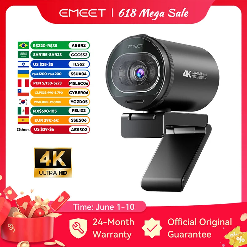 Webcam 4K Streaming - Web Camera - 1080P 60FPS USB