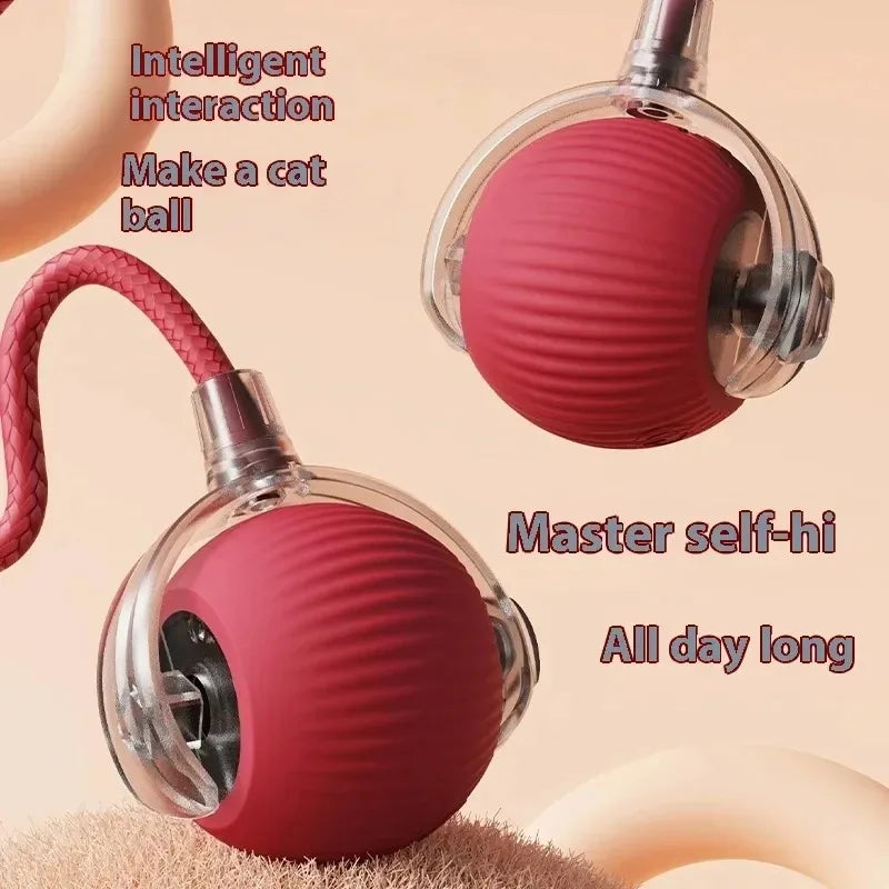 Gato Brinquedos Inteligentes Automáticos Bola Rolante Cauda Falsa Recarregável Elétrico Pet Interativo Brinquedo Cão Gato Treinamento Imita Caudas de Rato