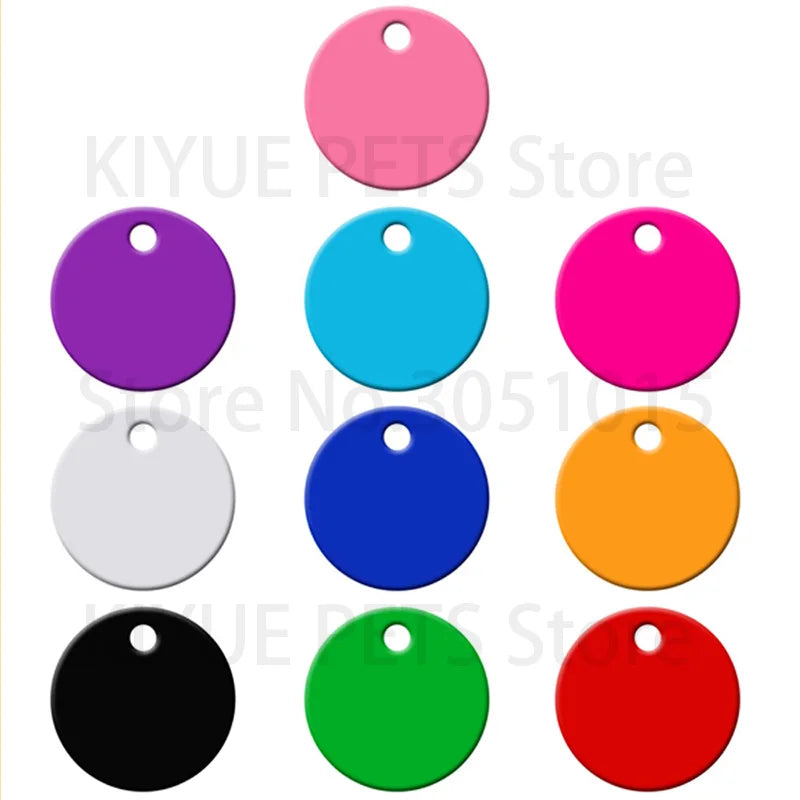 Wholesale 100pcs Round Aluminium Dog ID Tag Custom Cat Dogs Name Pet ID Tags Plate Tags Round For Pets Dog Necklace Pendant