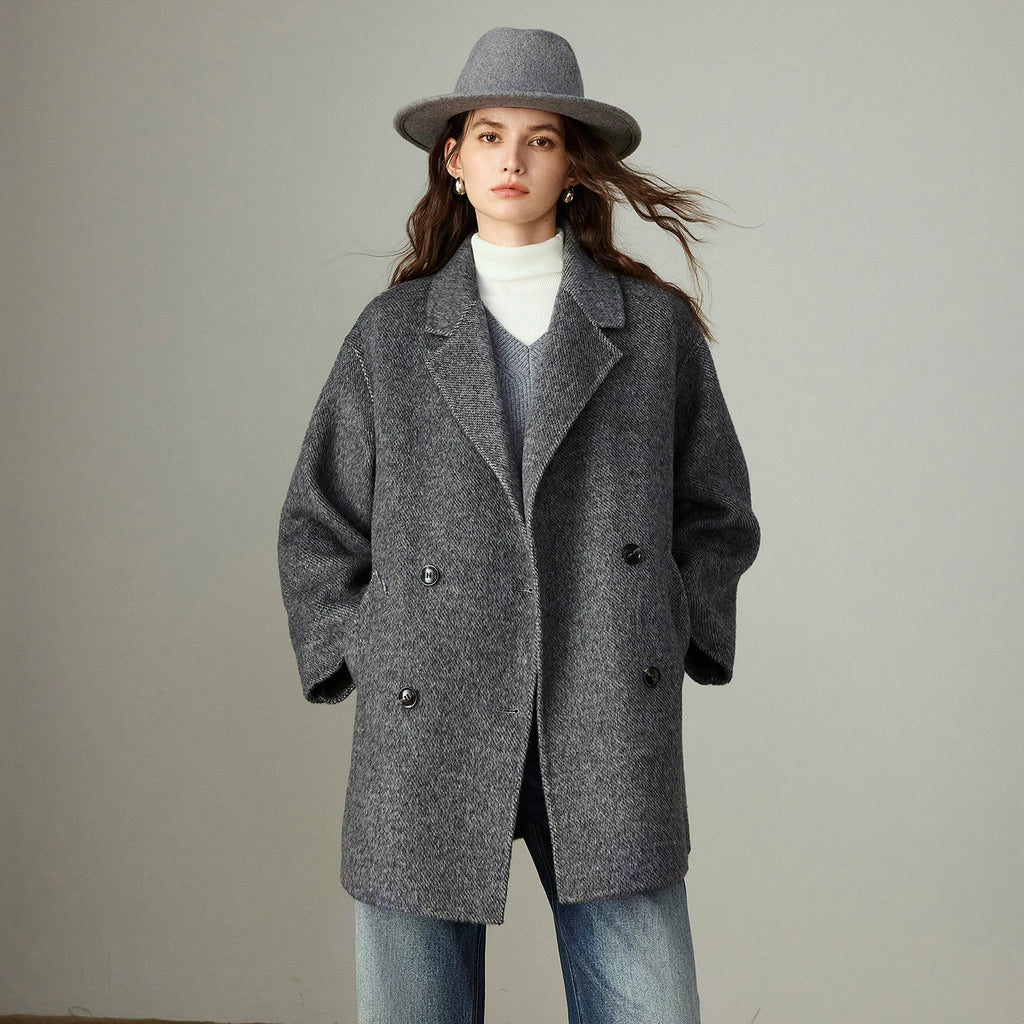 TOYOUTH Women Coats 2025 Winter New Luxury Camel Wool & Woolen Commuter High Intellectual Woolen Mid-length Overcoats