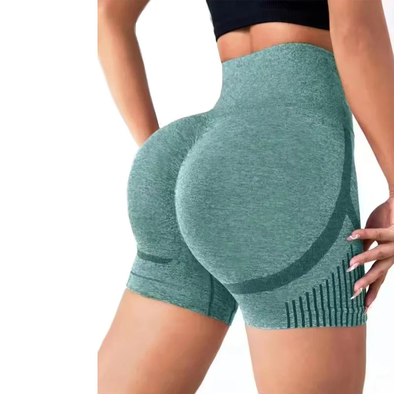 Shorts femininos de ioga cintura alta para treino fitness levanta bumbum calça curta esportiva para ginástica corrida