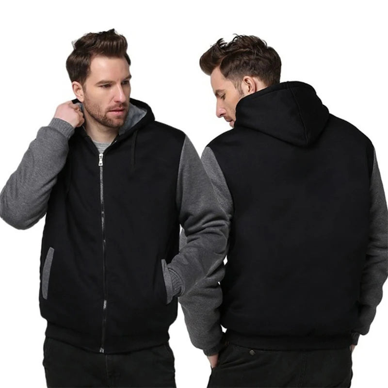 Jaqueta Masculina Inverno Camuflada Fleece Grossa Capuz Masculino Manga Comprida Casaco Casual Zíper Moletom Streetwear Casacos Masculinos