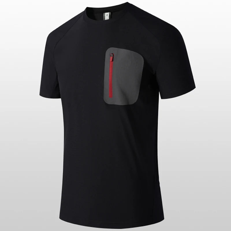 T-shirt men summer new Men's short sleeve t-shirt men solid color stretch Fitness mens casual Quick dry t shirts 8276