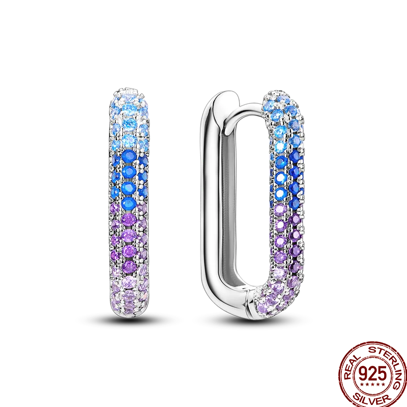 Earrings 925 Sterling Silver Colorful Shiny Zircon Earrings Temperament Charm Luxury Party Jewelry Gift Birthday Anniversary