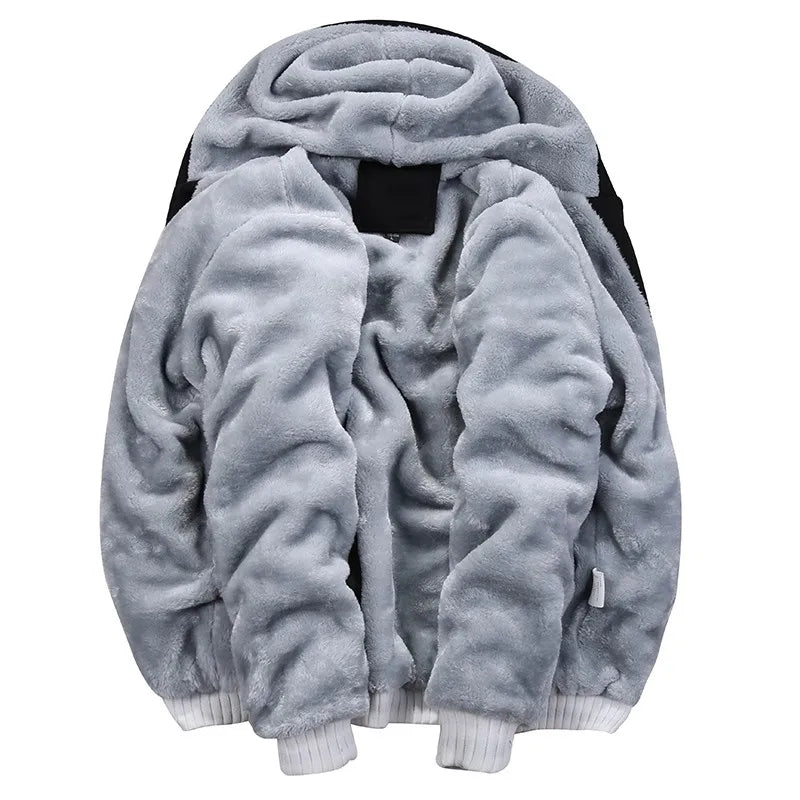 Jaqueta Masculina Inverno Camuflada Fleece Grossa Capuz Masculino Manga Comprida Casaco Casual Zíper Moletom Streetwear Casacos Masculinos
