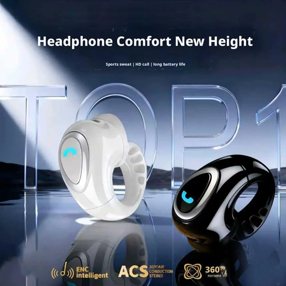 Fones de ouvido de condução de ar tipo aberto Bluetooth 5.4 Clip-On Único HIFI Som estéreo à prova d'água Esporte/Corrida Mini Fone de Ouvido