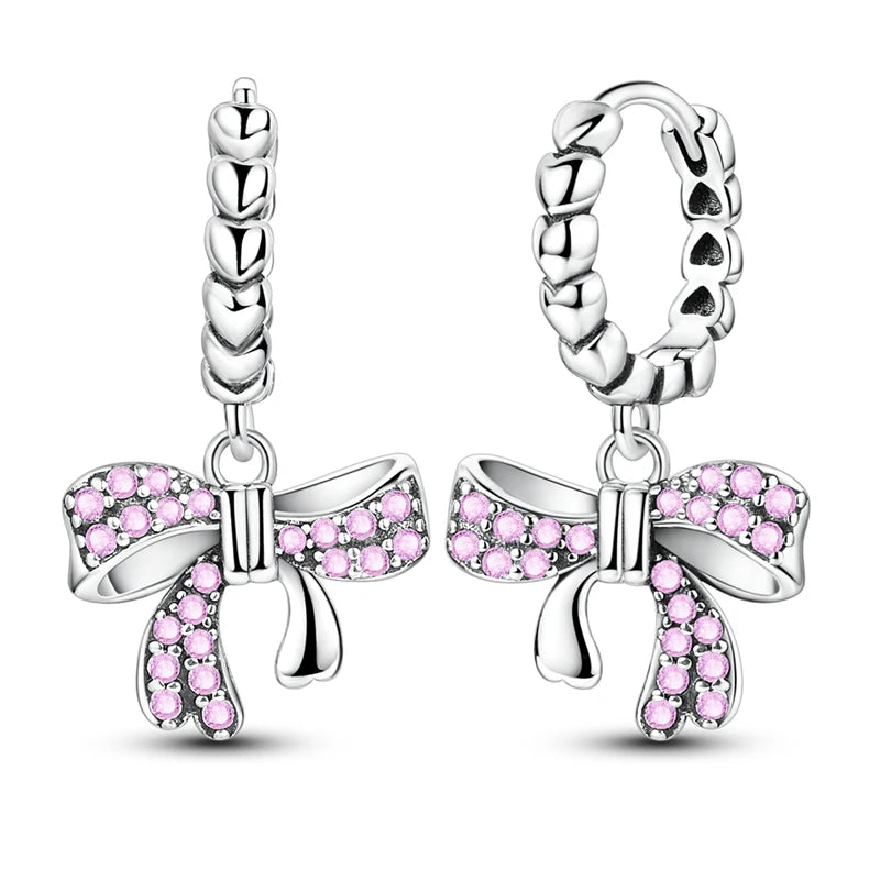 Love Heart Earrings 925 Sterling Silver Original Shining Zircon Heart Hoop Earrings For Women Wedding Anniversary Jewelry Gift