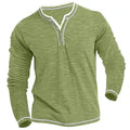 Camisetas Masculinas de Algodão Pequeno Gola V Nova Camiseta Masculina Casual Outono Inverno Confortável Macia Elástica Henley de Manga Comprida