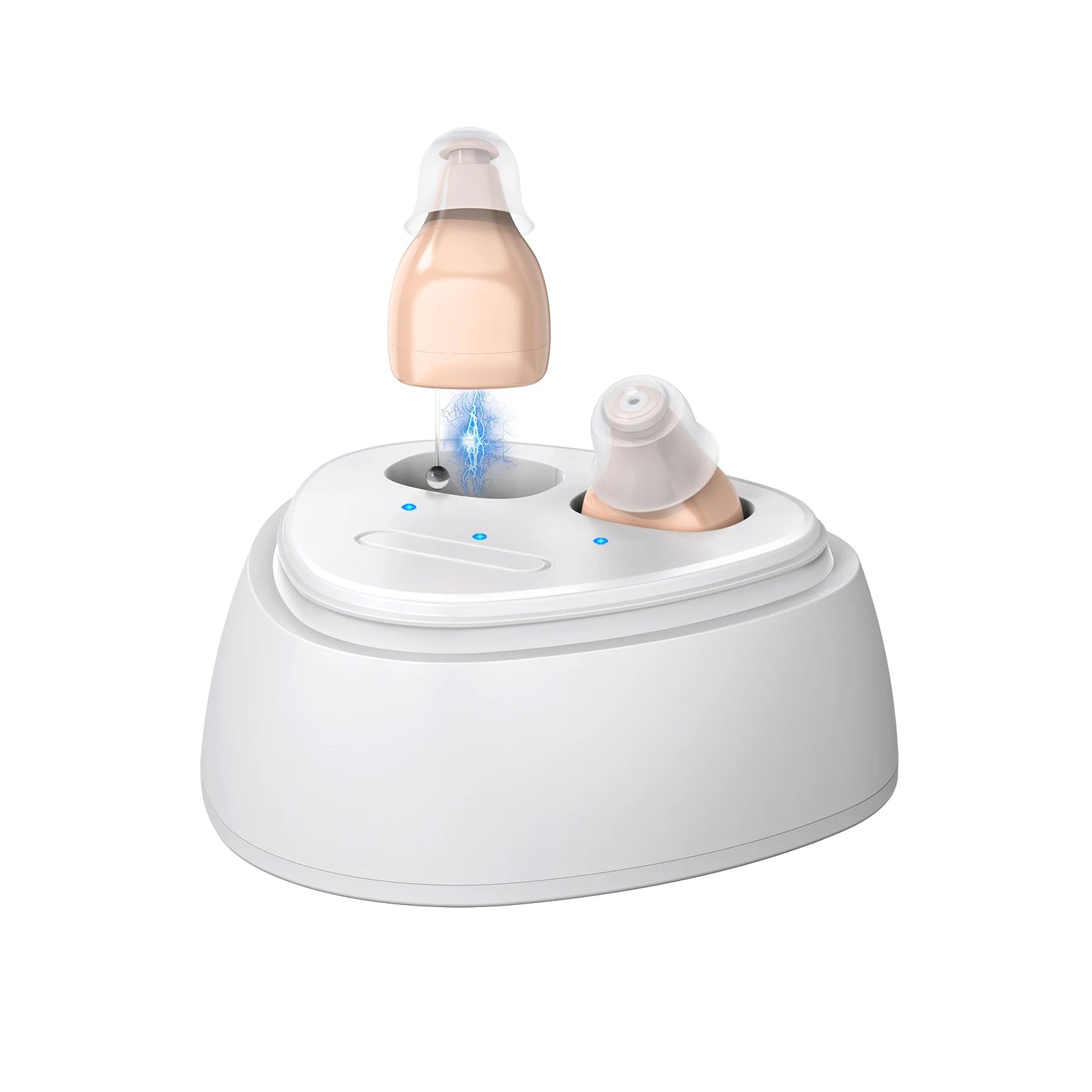 hearing earbuds amplifier, equipped with a USB charging dock, with adjustable volume, adult use as a hearing earphones aids.