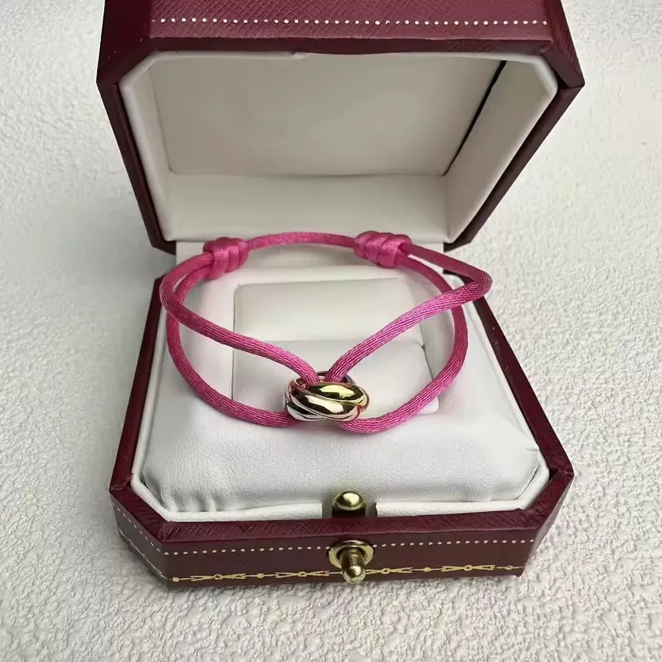 Classic luxury jewelry S 925 silver three ring tri color cross couple bracelet. Holiday gifts. Not fading. Not allergic