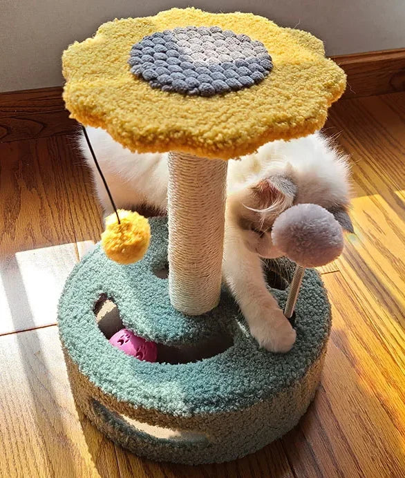 Pet colored cat climbing frame, cat nest, cat tree integrated villa grabbing board, large cat jumping platform shelf toy